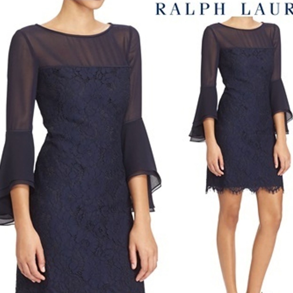 Raph Lauren Navy Lace Cocktail Dress